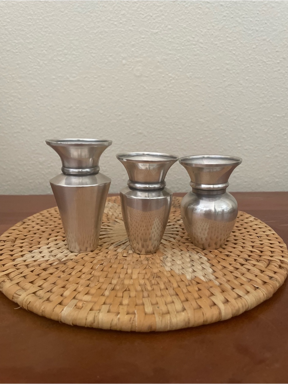 NIB Restoration Hardware Silver Jerome Demi Bud Vases Set of 3